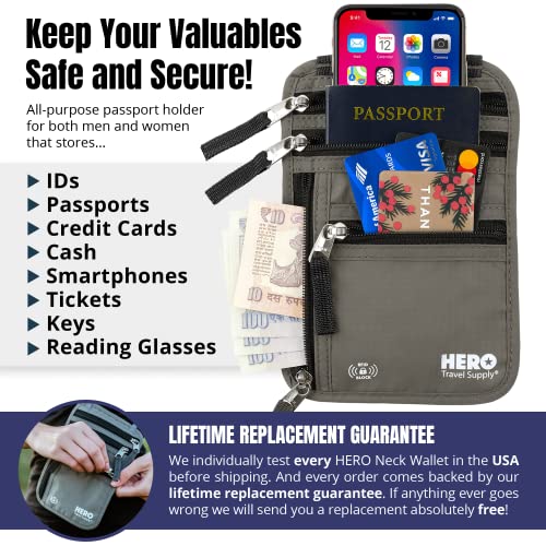 HERO Neck Wallet – RFID Blocking Passport Holder – Easy to Conceal Travel Pouch - Image 3