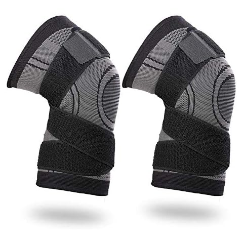 Vitoki Knee Supports for Arthritis Joint Pain, 2 Pack Knee Brace for Men & Women Knee Sleeve for Meniscus Tear ACL Running Workout Basketball Gym Gray Large Cover