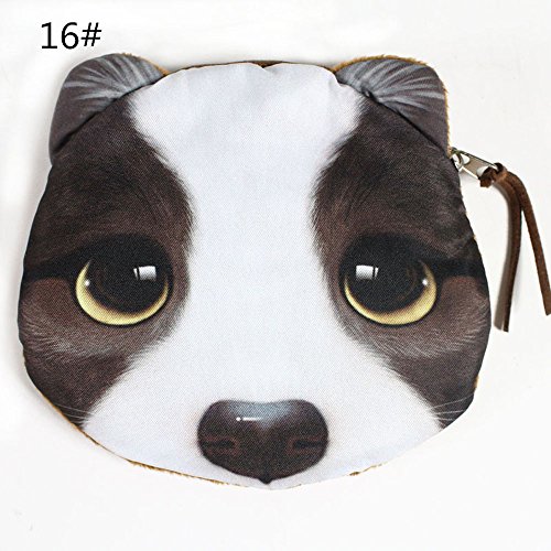 Fashionwu Kids Cute Cat Dog Face Zipper Case Coin Womens Purse Wallet Makeup Bag Pouch 16#