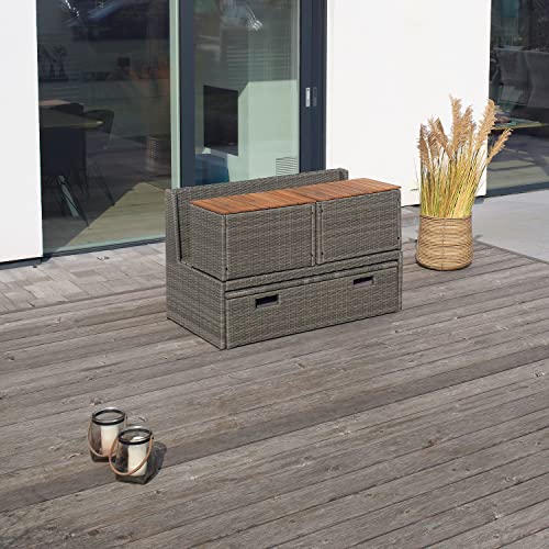 Green Spirit - Multifunktions Garten-Sofa Casitas - Grau, Polyrattan, für 2 Personen, Platzsparend, Wetterfest… – Bild 4