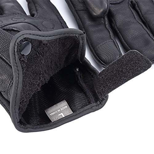 Guanti Moto Guanti Moto In Pelle Traforata Retrò Touch Screen Ingranaggi Protettivi for Le Dita Motocross Neri Impermeabili