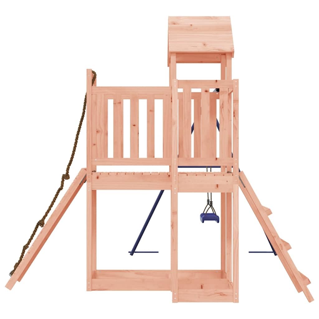 Torre da gioco in legno massiccio Douglasie con parete da arrampicata, scala, piattaforma e altalena singola, dispositivo da gioco da giardino per bambini all'aperto, giocattolo stabile per