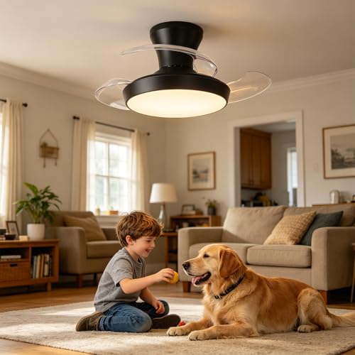 Ventilador de techo con luz LED de 20W regulable y mando a distancia