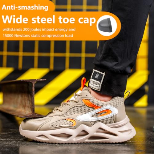 Image of Ruivina Steel Toe Shoes for Men Women Safety Shoes Wide Lightweight Breathable Slip Resistant Puncture Proof Work Sneakers Puncture Proof