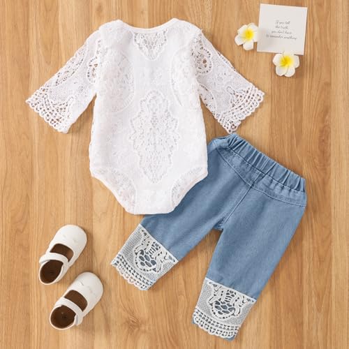Baby Girl Clothes Outfits Toddler Infant Baby Romper Top+Jeans Clothing Set3