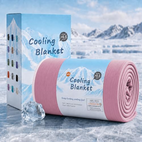 Image of TOPCEE Cooling Blanket(60 inchx90 inchTwin Size)for Night Sweats Absorbs Heat to Keep Adults, Children Cool on Warm Nights, Q-Max 0.5 Cooling blankets for Hot Sleepers, Ultra-Cool Lightweight Blanket for Bed