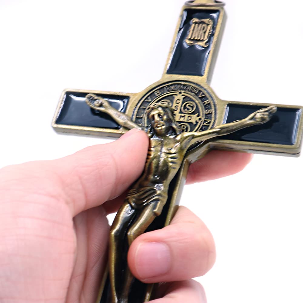 CENPEK Crucifix Jésus Christ Croix Statue Figurine Bronze antique pour Voiture Maison Chapelle