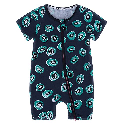 Kids Tales Baby Boy Short Sleeve Pajama 1 Piece Kiwifruit Printed Zipper Romper