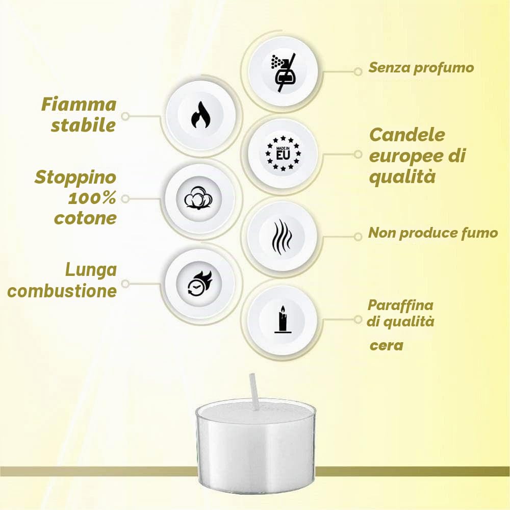Bolsius neutri - Cera - Singolo lumino: h 2.4cm Ø3.8cm - 48 unità - 8 Ore