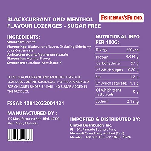 Image of Fisherman's Friend Sugar Free Mouth Freshener - Blackcurrant - Soothing And Fruity Lozenges 25G (Pack Of 3)