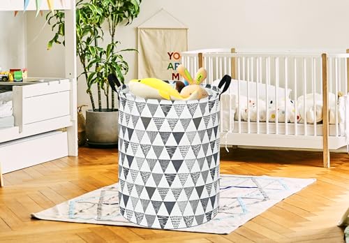 Image of Baby Waterproof Storage Basket Kids Hamper Nursery Bins Organizer Gift Toy Box Laundry Basket for Women Large Canvas Collapsible Chest for Home /Dorm /Office /Room Decor