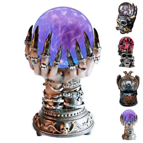 JHzood Plasma Magic Ball Unique Skull - inspired Design Touch-sensitive STEM Toys for Science Experiments Magic Lamp for Parties Christmas Room Decoration 4 Designs Age 14+ (Hand)