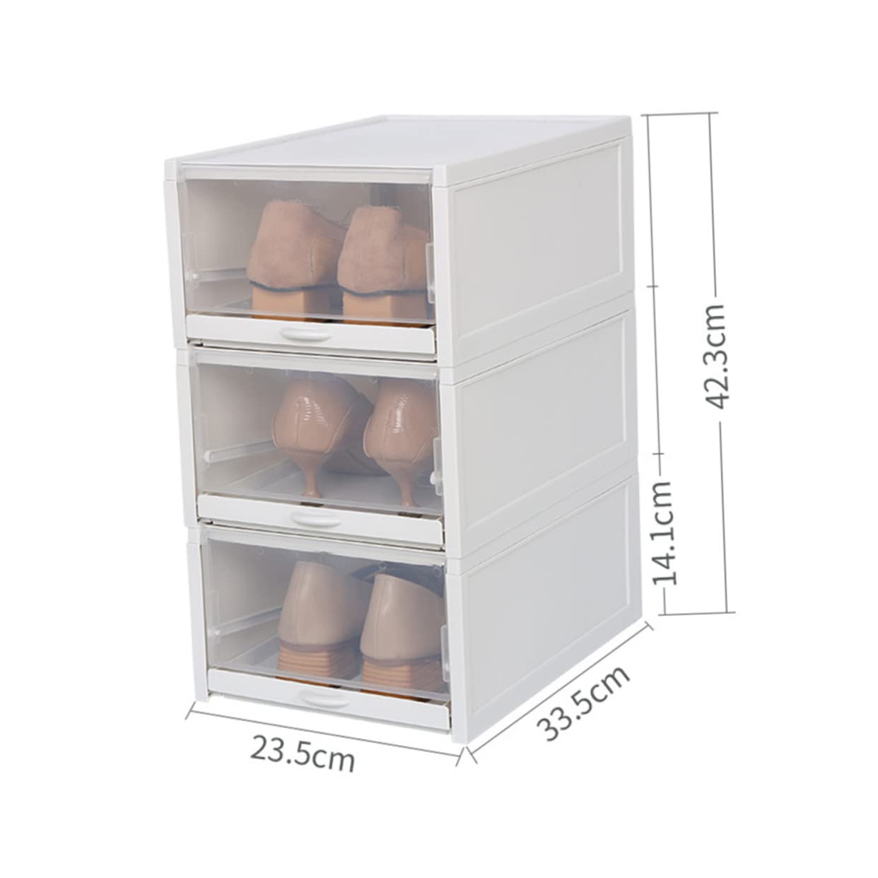 OUNONA 3pcs Transparent Plastic Drawer Type Shoeboxes for Women Grey Shoe Storage Box Organizer for Spaces Moisture Protection Easy