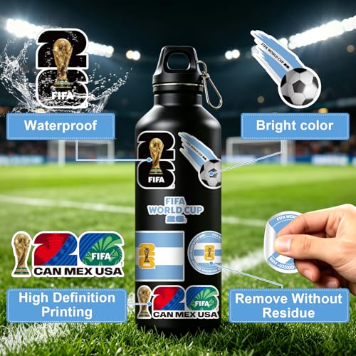 FIFA World Cup 2026 Official Licensed Argentina Sticker Collection for Fans, 12PCS Stickers Waterproof Vinyl Decals with Trophy, Flag, Jersey & Soccer for Laptop Water Bottle Car Phone Notebook — view 4
