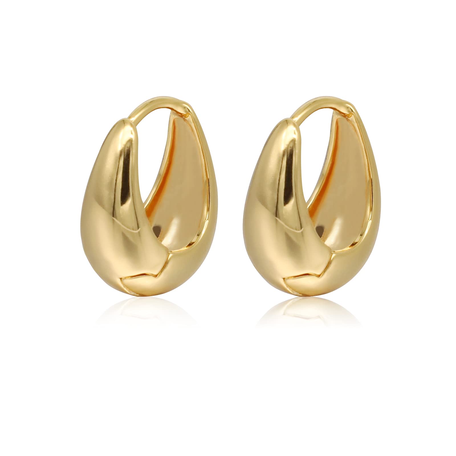18K Gold Plated Earrings Small oval Earrings for women (oval) 18.3mm