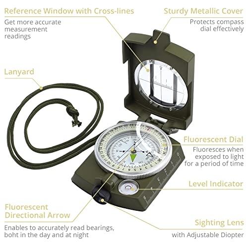 Anbte Kompass Militär Marschkompass Professioneller Navigation Compass mit Tragetasche Wasserdichter Peilkompass Taschenkompass für Jagd Camping Wandern Outdoor-Aktivitäten – Bild 3