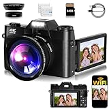 4K Ultra HD & 75MP Cameras for Photography & Video: The travel camera featuring 4K video and 75MP photo resolution for a smoother shooting experience than a 2.7K camera. This camera digital has a 3" display with digital image stabilization, ensuring ...