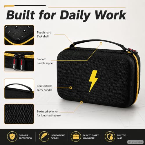Image of Comecase Hard Case for Fluke 87V /88V /15B+ /17B+ and More Digital Multimeter | Hard Shell with Mesh Pocket & Elastic Strap, Stores Meter and Leads for Jobsite, Workshop and Travel, Black, Case Only