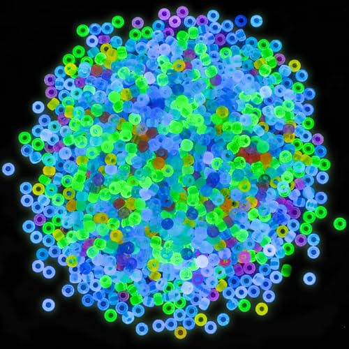 Pony Beads Glow in the Dark 1000pcs Neon Beads Bracelet Beads 9mm Luminous Bulk Beads for Hair Braiding Colored UV Beads for Crafts Kandi Beads Kit
