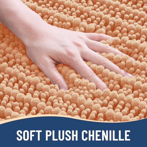 Image of Arotive Luxury Bathroom Ruuner Rugs 47x24, Extra Soft Thick Absorbent Shaggy Chenille Bath Rugs, Machine Wash Dry, Bath Mats for Bathroom Floor, Tub and Shower, Home Decor Accessories, Peach