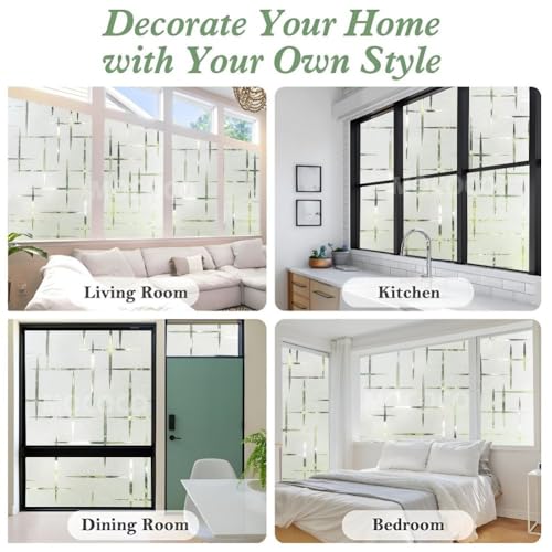 MOCOCO Premium Vinyl Privacy Stained Frosted Window Glass Film (12x25 Inch) - Self-Adhesive Tint Wallpaper Sticker Opaque Sheet for Glass Cover Window, Door, Office.| Anti-UV. Vertical Horizontal - Image 6