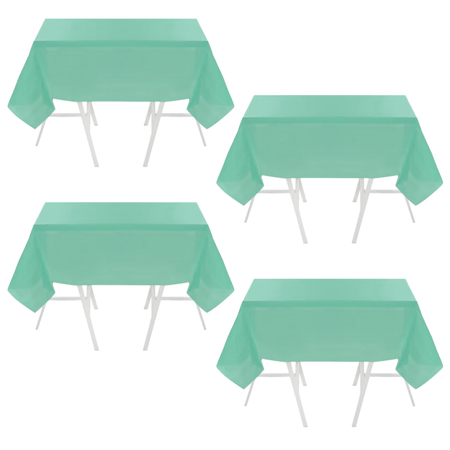 I LOVE FANCY DRESS Green PVC Tablecloth - Pack of 4-71" x 43"/180cm x 110cm Plain Green PVC Table Cover - Wipe-Clean Reusable Party Tableware Decoration