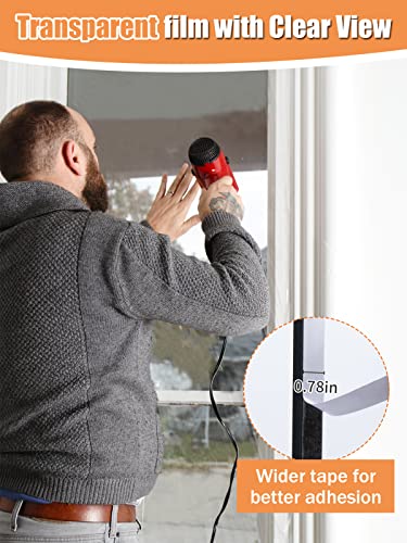 Window Insulation Kit For Winter- 62 × 433 Inch Indoor 10-Window Plastic For Winterizing, Thicken Clear Window Covering Shrink Film With Double-Side Tape To Keep Cold Out #TOP2