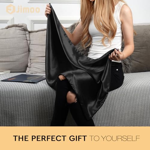 100% Mulberry Silk Pillowcase for Hair and Skin, 22 Momme Pure Natural Silk Pillow Case Both Sided with Zipper, Pillow Cover for Women Mom Men (Black, King 20''×36'')