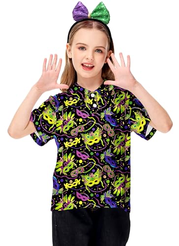 Image of AOBUTE Kids 4th of July Polo American Flag Short Sleeve Button Down Shirts Tops 3-14 Years