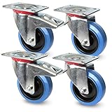 Halt, Stop - Dieses Set beinhaltet 2 Lenkrollen mit Bremse, welche durch das Betätigen der Bremse die Rolle zum vollständigen Stillstand bringen. Wichtig: Alle Rollen in diesem Set lassen sich 360° Grad um die eigene Achse drehen!