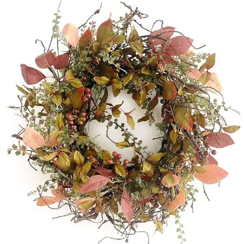 26 Inch Fall Wreath - Burgundy Berry Autumn Grapevine Decor