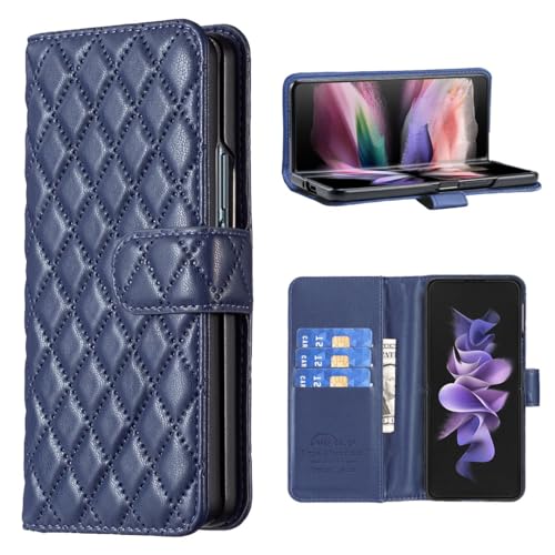 Étui Galaxy Z Fold 4 portefeuille bleu anti-rayures à clapet magnétique