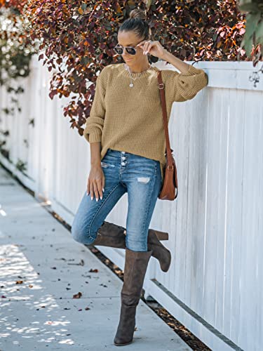 Image of MEROKEETY Women's Fall Long Sleeve Waffle Knit Oversized Sweater