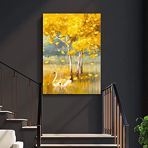 Toile peinture moderne paysage pour habiller un grand mur vide de salon 70x100cm