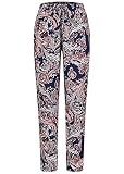 Hailys Damen Viskose Stoffhose Gummibund Paisley Print Navy blau rosa