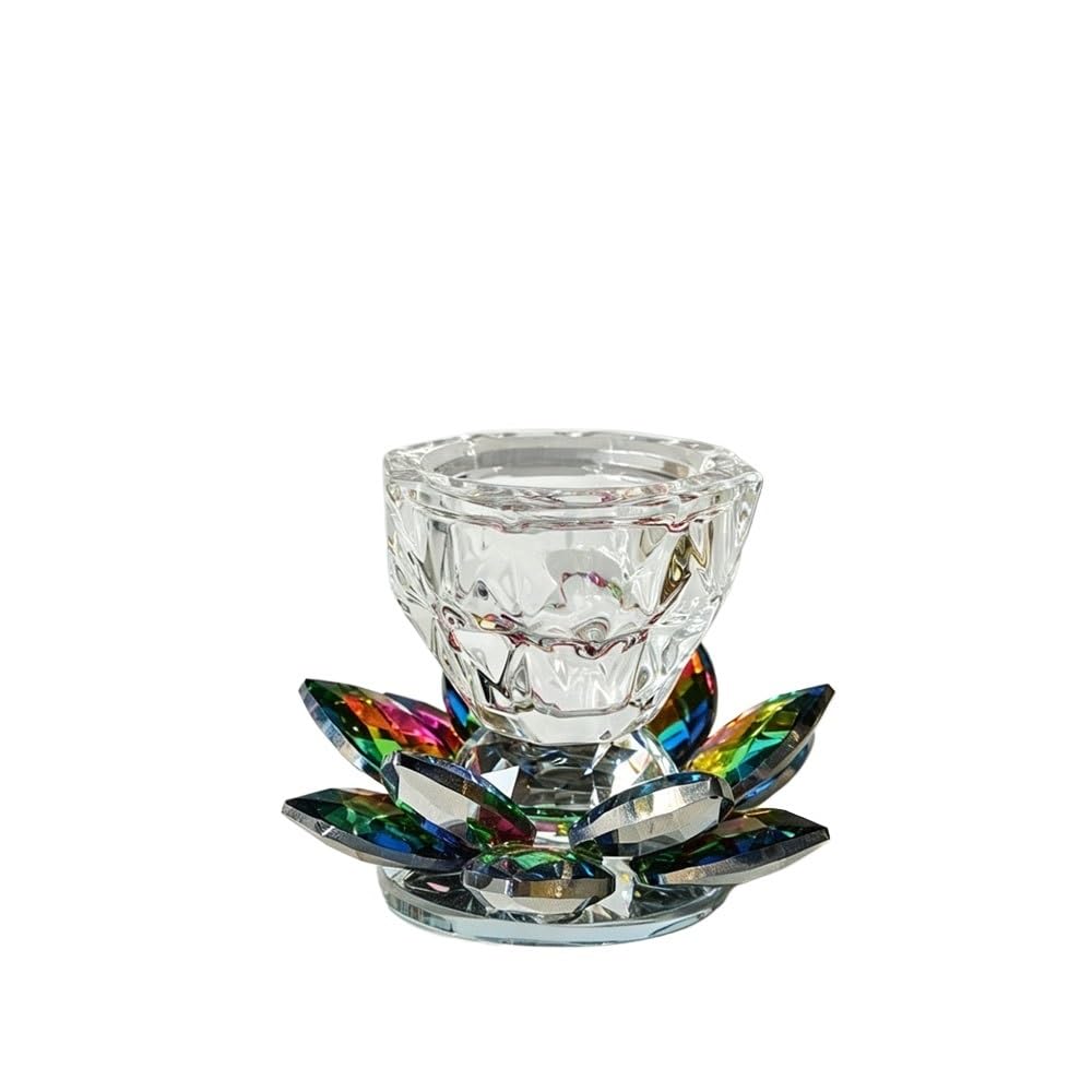 Huffa Fivecolors Crystal Lotus Incense Burner Candle Holder For Wedding Table Decor