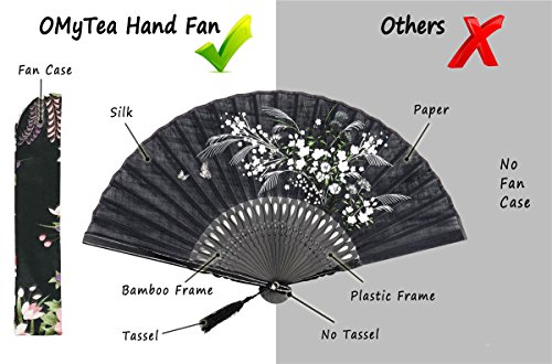 image for OMyTea Folding Hand Fan for Women - Foldable Japanese Chinese Oriental