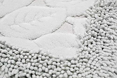 CARPETIA Badematten Set 2-teilig - waschbar - Blätterdesign in grau, Größe 50x60cm + 60x100 cm – Bild 4