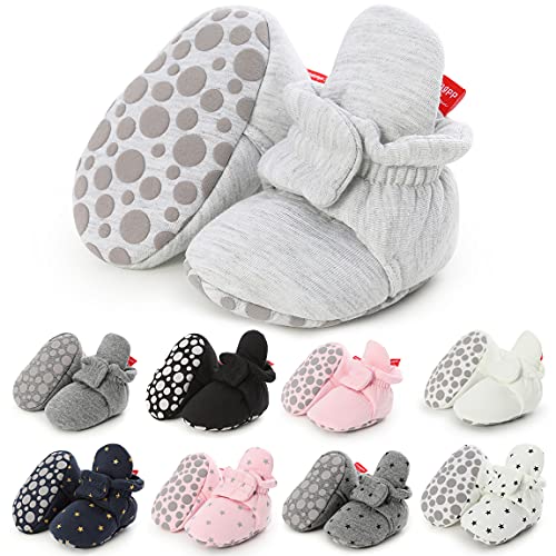 Image of QWZban Baby Booties Infant Newborn Boys Girls Slippers Warm Crib Sock Shoes Indoor First Walker Prewalker