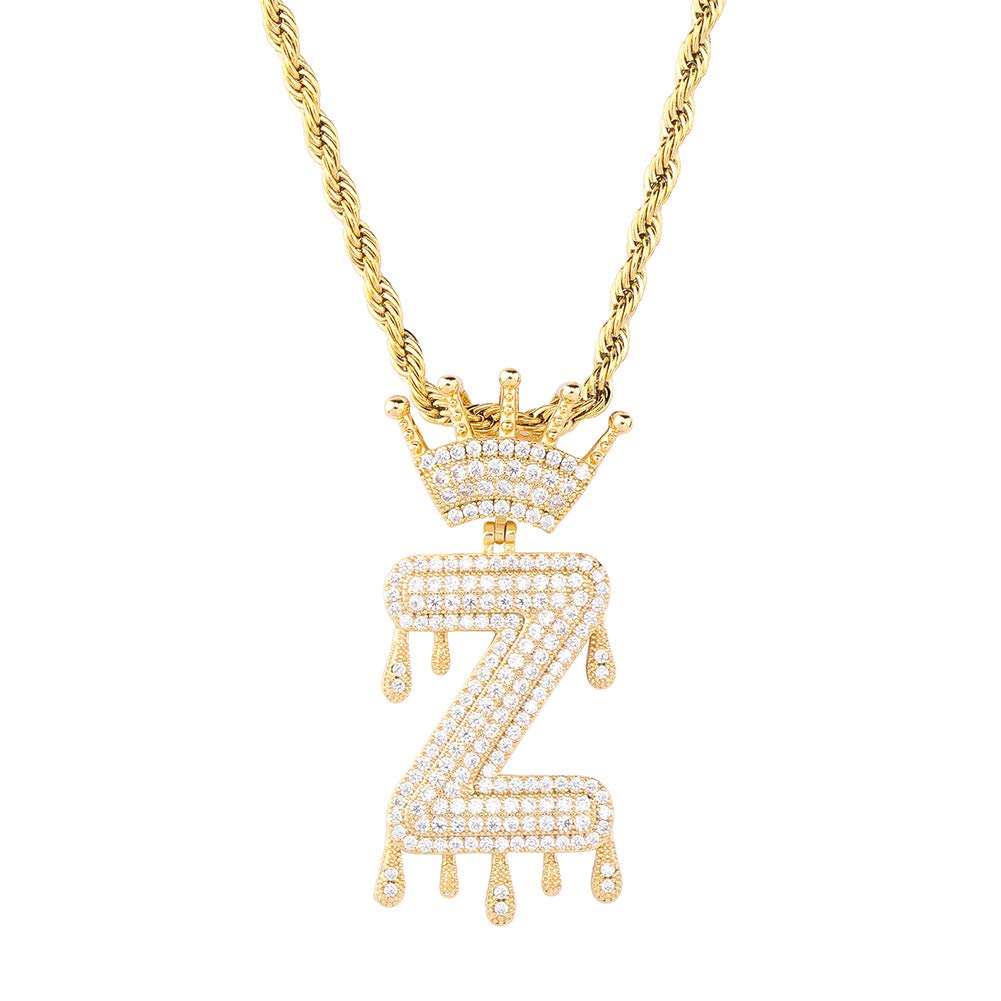 HECHUANGInitial Necklaces for Women 18K Plated Gold Initial Necklace for Men Silver Iced Out Diamond Name Letter Necklace