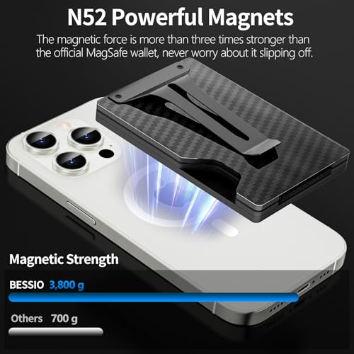 Magnetic Phone Wallet Compatible with Apple MagSafe - Metal Card Holder with AirTag Holder, RFID Blocking & Money Clip Mag Safe Wallet for iPhone 16 15 14 13 12 Pro Max/Pro/Plus/Mini3