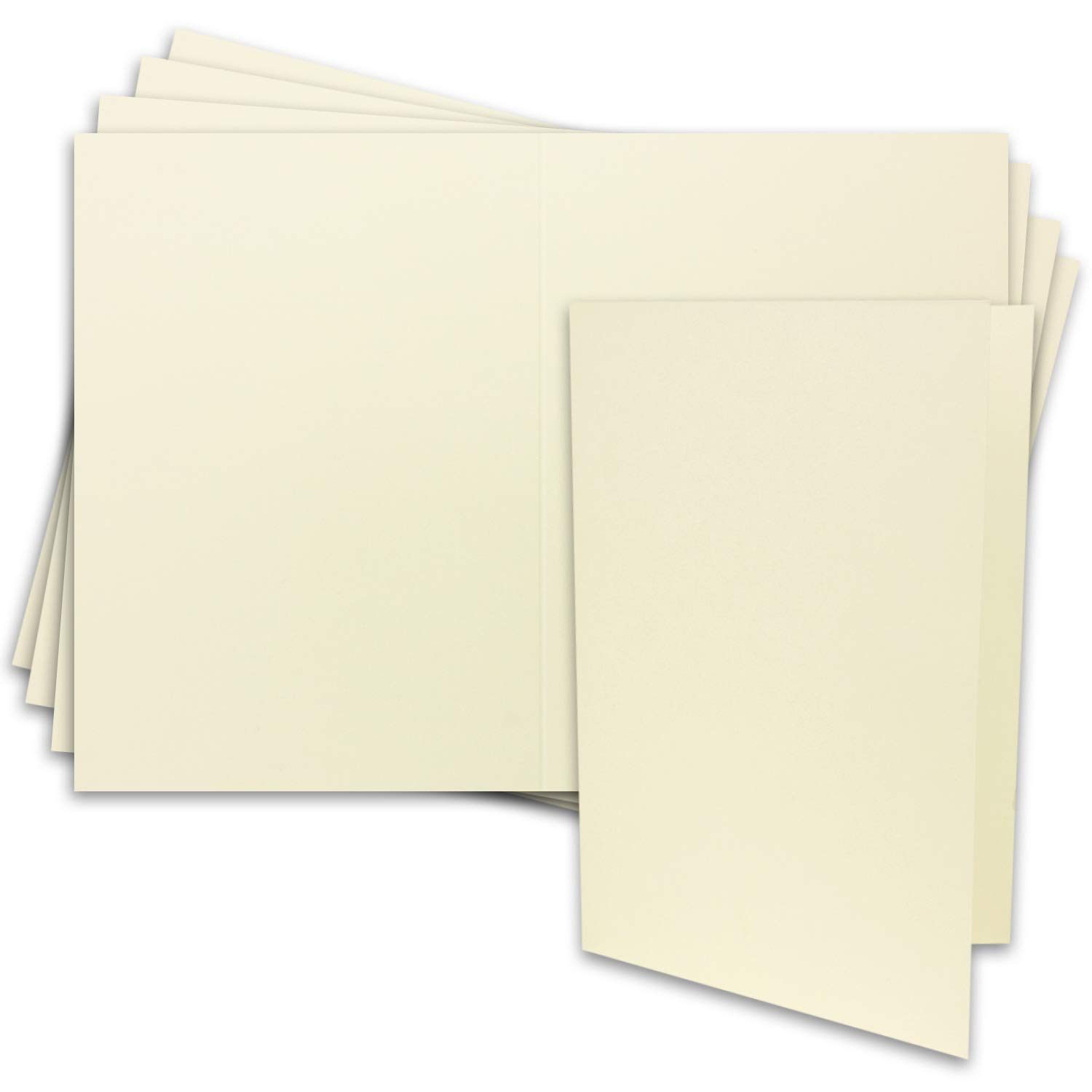 100x große DIN A4 Klappkarte in Vanille (Creme) - 21 x 29,7 cm - XXL Karte blanko 240 g/m² zum Basteln und Selbstgestalten - FarbenFroh