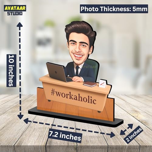 Image of Personalized IT Professional Caricature Gift Workaholic Desk Avatar Birthday Gift for Husband Boyfriend Friend Office Colleague Corporate Gift for Men (Workaholic Boy, 10 Inches)