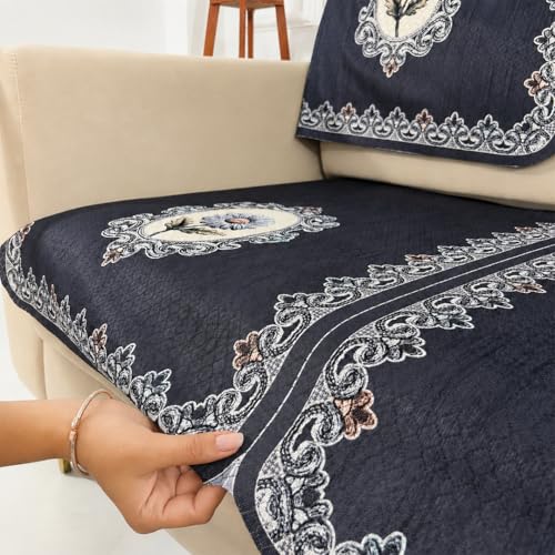 Image of Homerz Premium 'Maharaja Paradise Series' Sofa Cover | Net Fabric Sofa Cover | Washable, Anti-Dust Backed & Wrinkle Resistant Cover (Regal Flower, 5 (3+2) Seater, Seat Cover with Backrest)