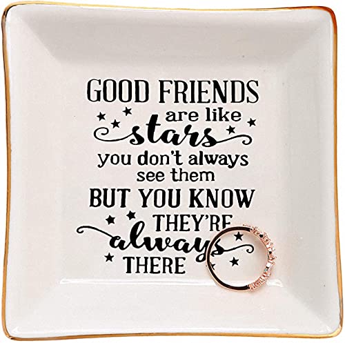 THE WHITE SHOP Ceramic Ring ewelry Trinket Dish Bridesmaid Proposal Best Friend Birthday Gifts for Women Mom Sister Friends（with gift box）