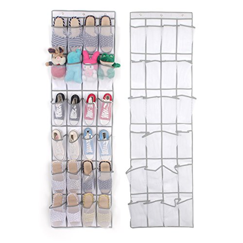 Reachope Door Hanging Organiser Storage 24 Large Mesh Pockets with 3 Steel Hooks, Perfect Rack for Accessories, Toiletries, Laundry Items - White