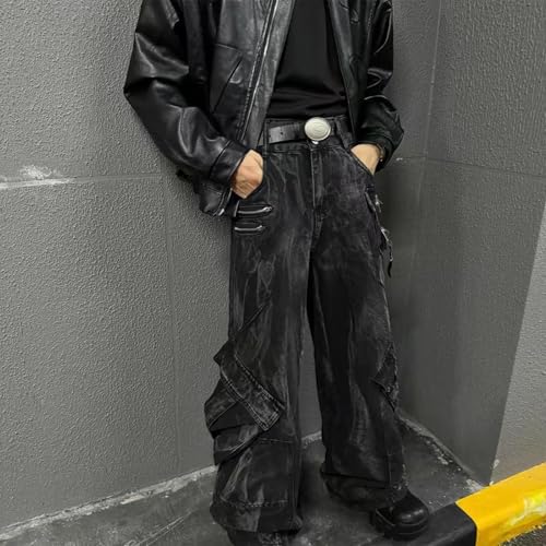 Baggy Jeans Men Washed Tie Dye Emo Y2k Denim Pants Punk Wide Leg Streetwear for Skater Jeans Hip Pop3
