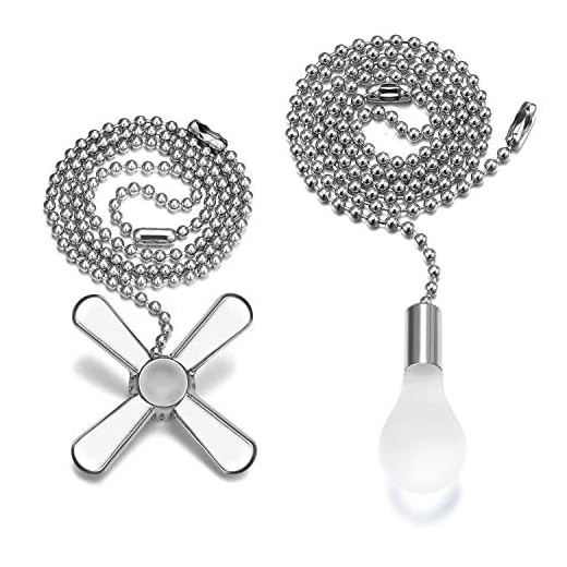 24 inch Ceiling Fan Pull Chain with Decorative Light Bulb and Fan Cord (Silver)