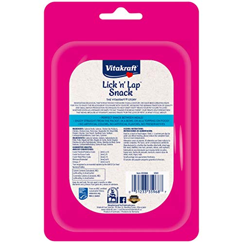 Vitakraft Lick ‘n’ Lap Salmon Flavor Cat Treats, Highly Palatable Wet Pet Snack, 4 Packs of 5 Grab-n-Go Squeeze Tubes… - Image 6