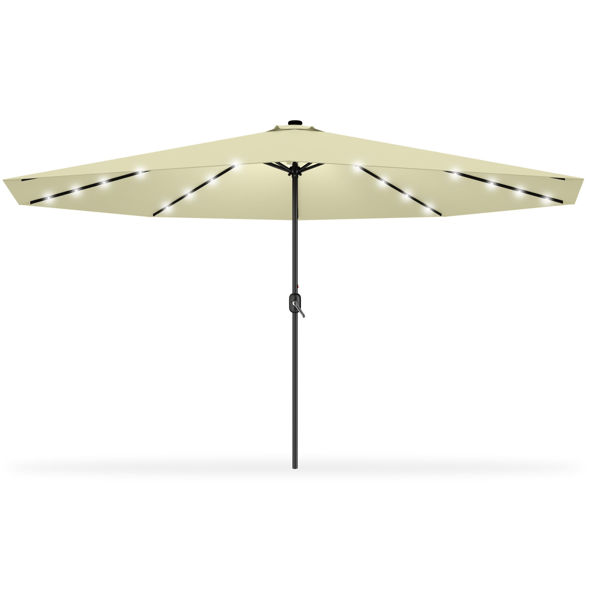Froadp Ø3.5m Ombrellone da Spiaggia Impermeabile, Gli ombrelli Ottagonale con Ø38mm Manico, Ombrellone da Giardino in Poliestere Protezione Solare per Balcone Terrazza Piscina Patio (Beige con LED)